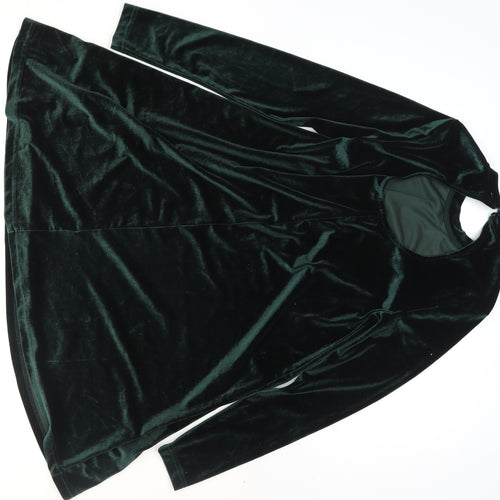ONLY Women's Green Velour Shift Dress Size S Long Sleeve Party