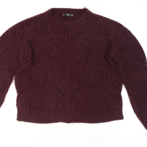 MNG Women’s Purple Chunky-Knit Pullover Jumper Size 8