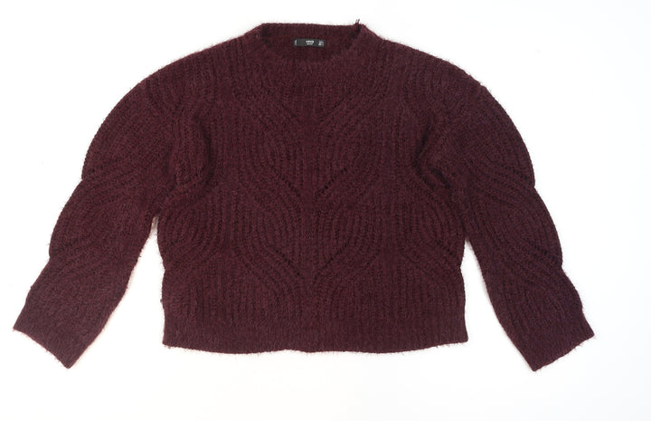 MNG Women’s Purple Chunky-Knit Pullover Jumper Size 8