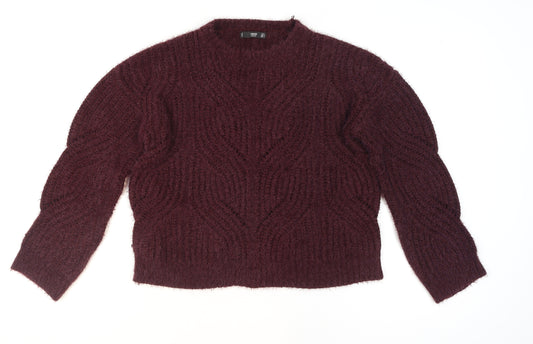 MNG Women’s Purple Chunky-Knit Pullover Jumper Size 8