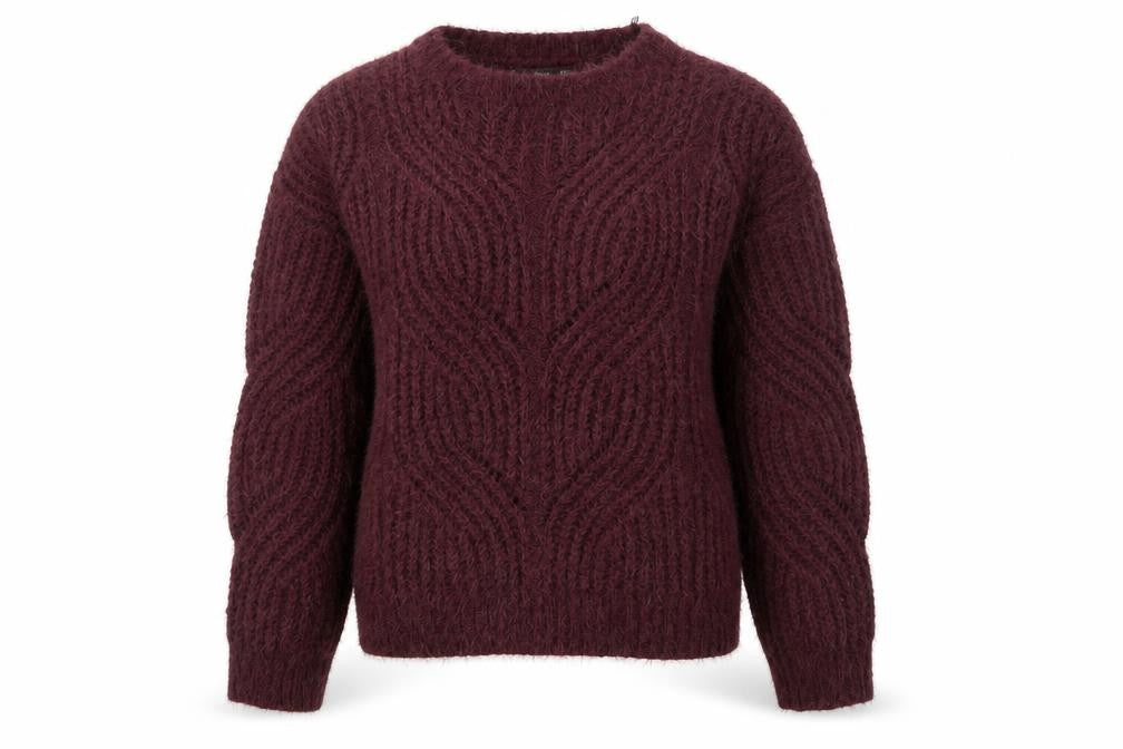 Front view of Mango Women’s Purple Chunky-Knit jumper, size UK 8
