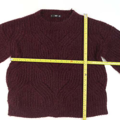 MNG Women’s Purple Chunky-Knit Pullover Jumper Size 8