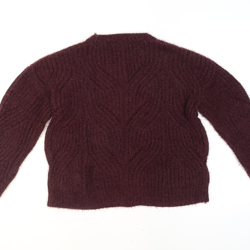 MNG Women’s Purple Chunky-Knit Pullover Jumper Size 8