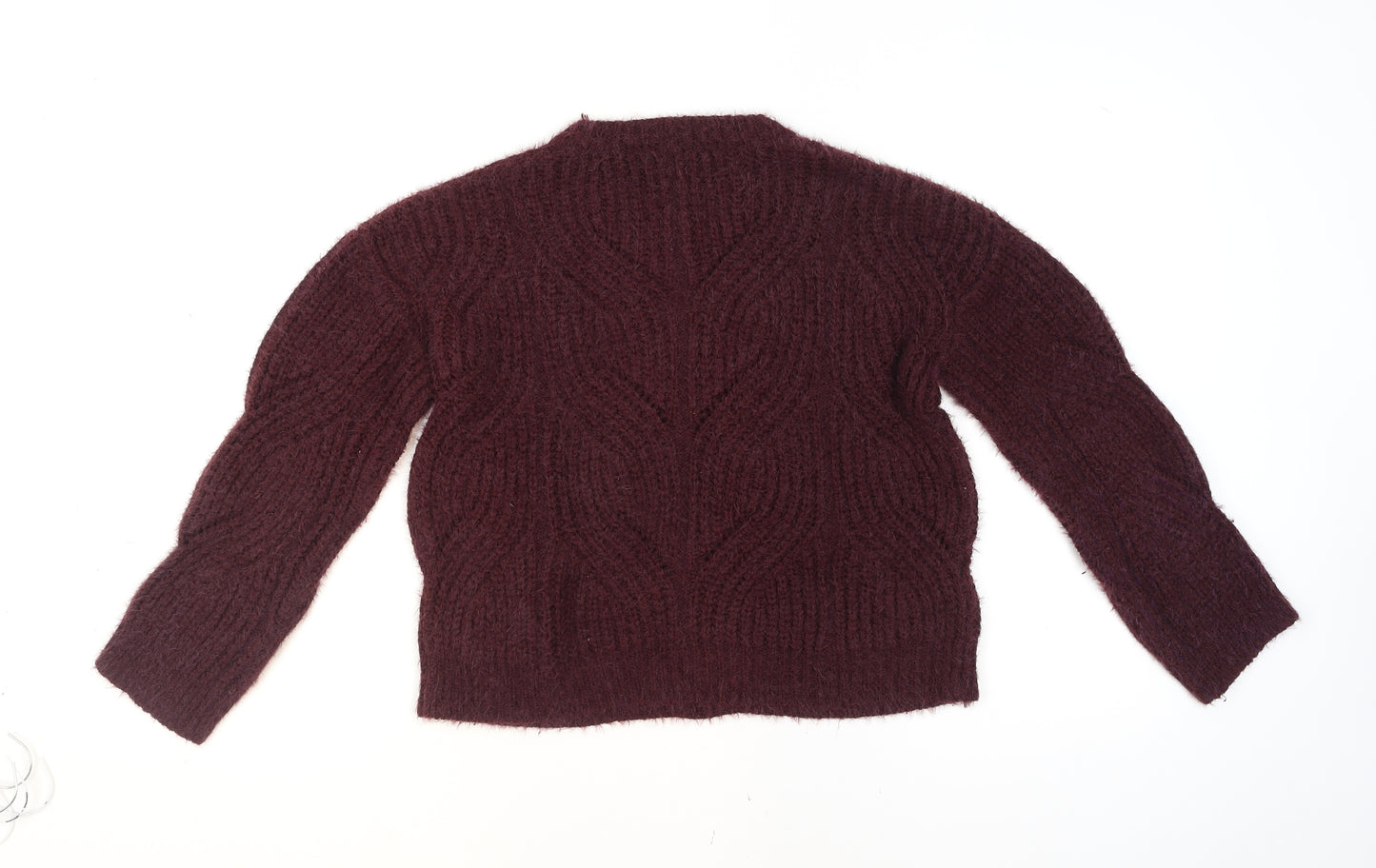 MNG Women’s Purple Chunky-Knit Pullover Jumper Size 8