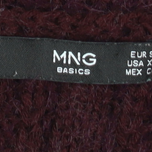 MNG Women’s Purple Chunky-Knit Pullover Jumper Size 8