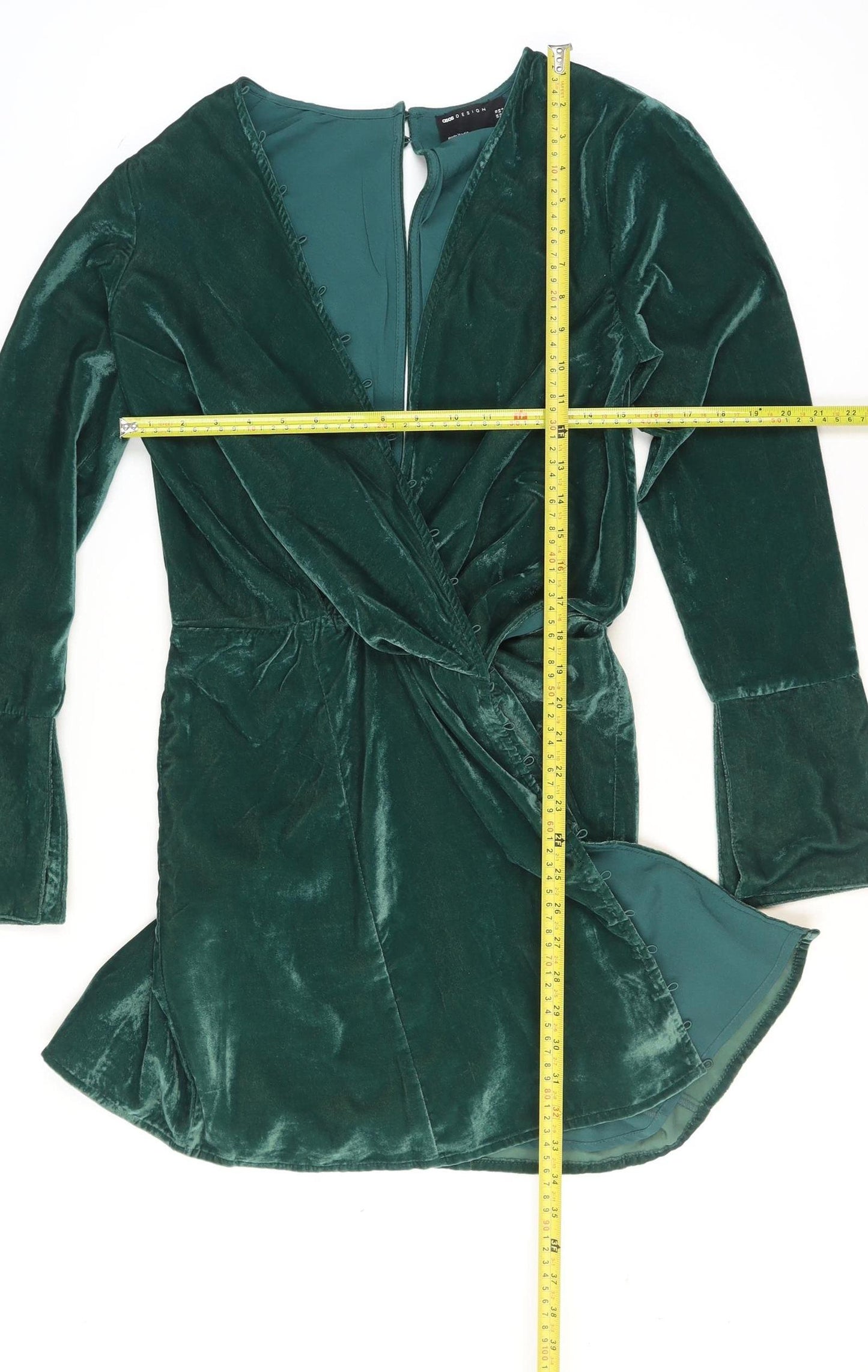 ASOS DESIGN Women's Green Velvet Wrap Dress Size 10
