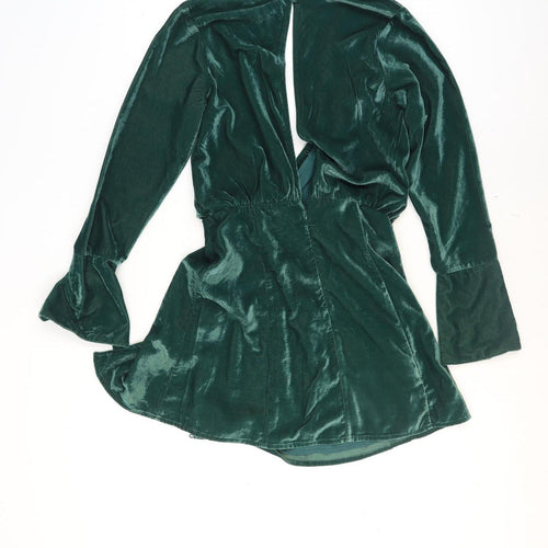 ASOS DESIGN Women's Green Velvet Wrap Dress Size 10