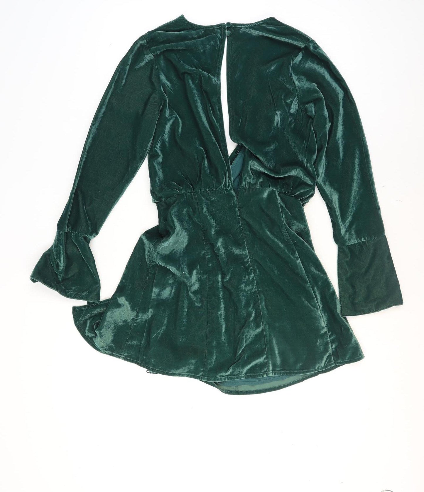 ASOS DESIGN Women's Green Velvet Wrap Dress Size 10
