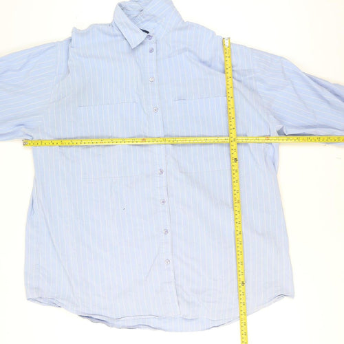 ASOS DESIGN Women Blue Striped Button-Up Shirt Size S