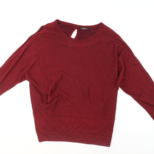 Roman Women Red 14 Pullover Knit Jumper 3/4 Sleeve Relaxed Fit