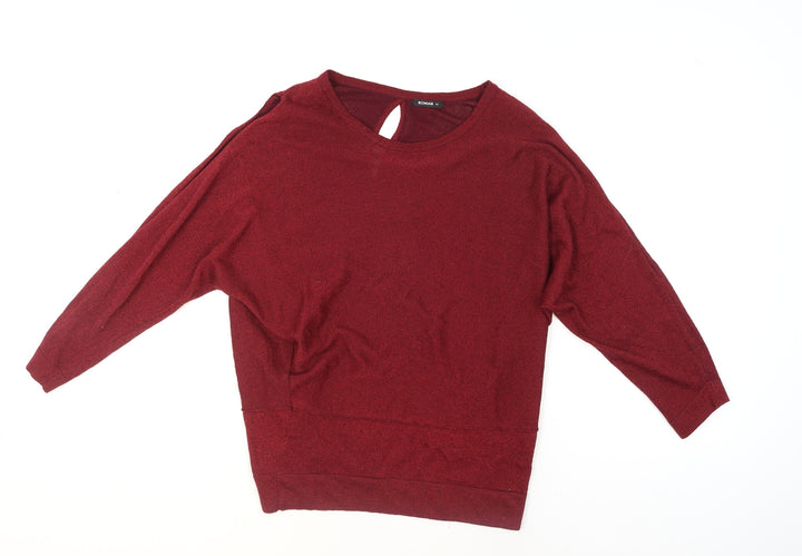 Roman Women Red 14 Pullover Knit Jumper 3/4 Sleeve Relaxed Fit