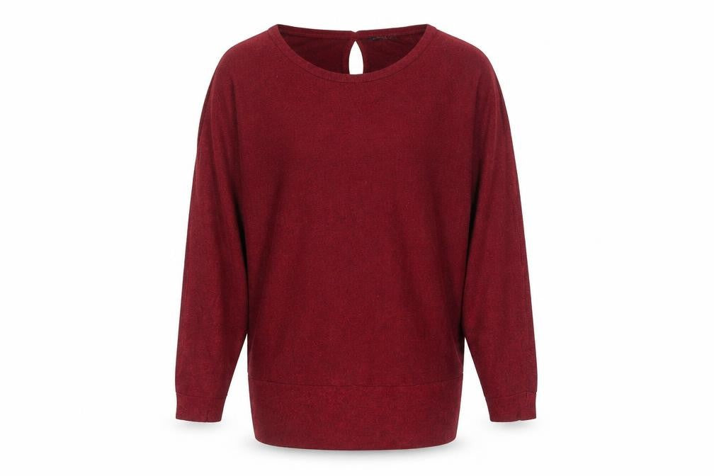 Roman Women Red 14 Pullover Knit Jumper 3/4 Sleeve Relaxed Fit