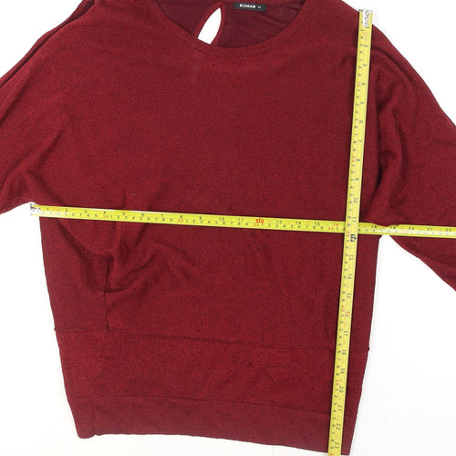Roman Women Red 14 Pullover Knit Jumper 3/4 Sleeve Relaxed Fit