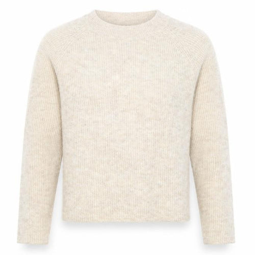 Pieces Womens Beige Wool Blend Knit Jumper L Long Sleeve Crew Neck