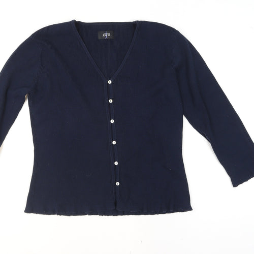 Jasper Conran Jeans Womens Blue V-Neck Cardigan Size L