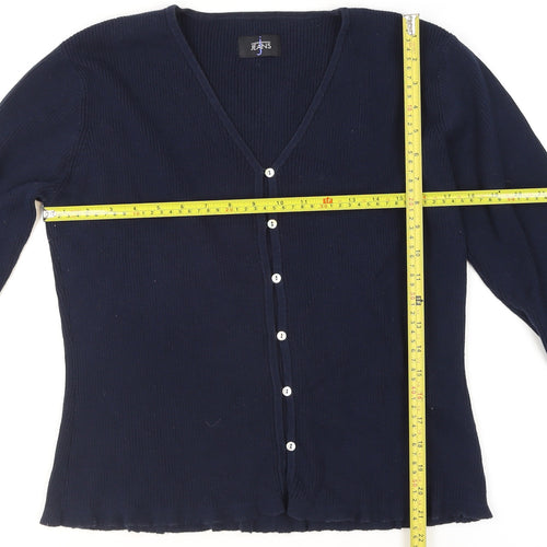 Jasper Conran Jeans Womens Blue V-Neck Cardigan Size L