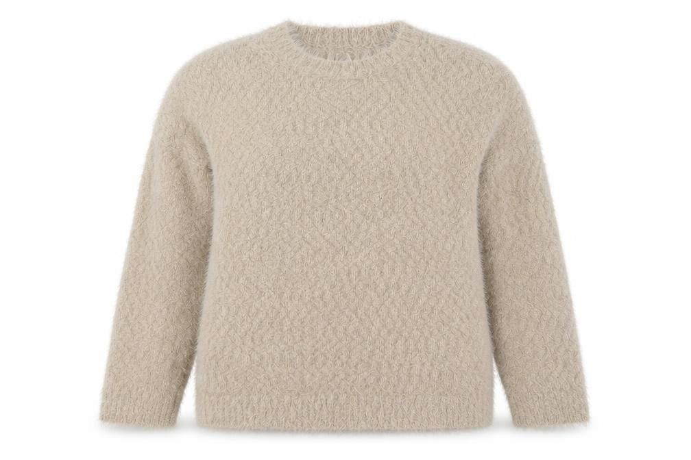 Front view of Marks & Spencer Women’s Beige XL Fluffy Knit jumper