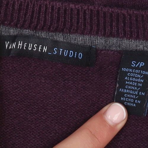 Van Heusen Men’s Purple Argyle Cotton Knit Sleeveless Vest S