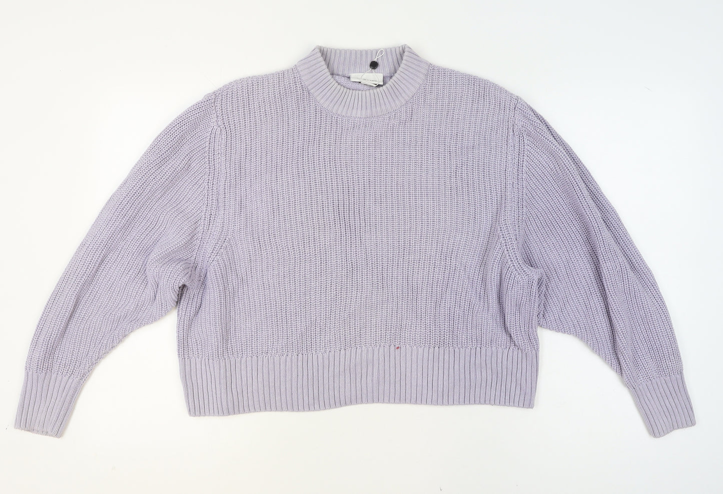 Monki Women Purple Chunky Knit Mock Neck Jumper L