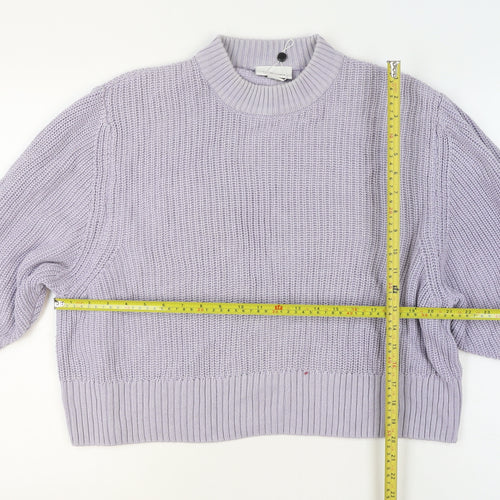 Monki Women Purple Chunky Knit Mock Neck Jumper L