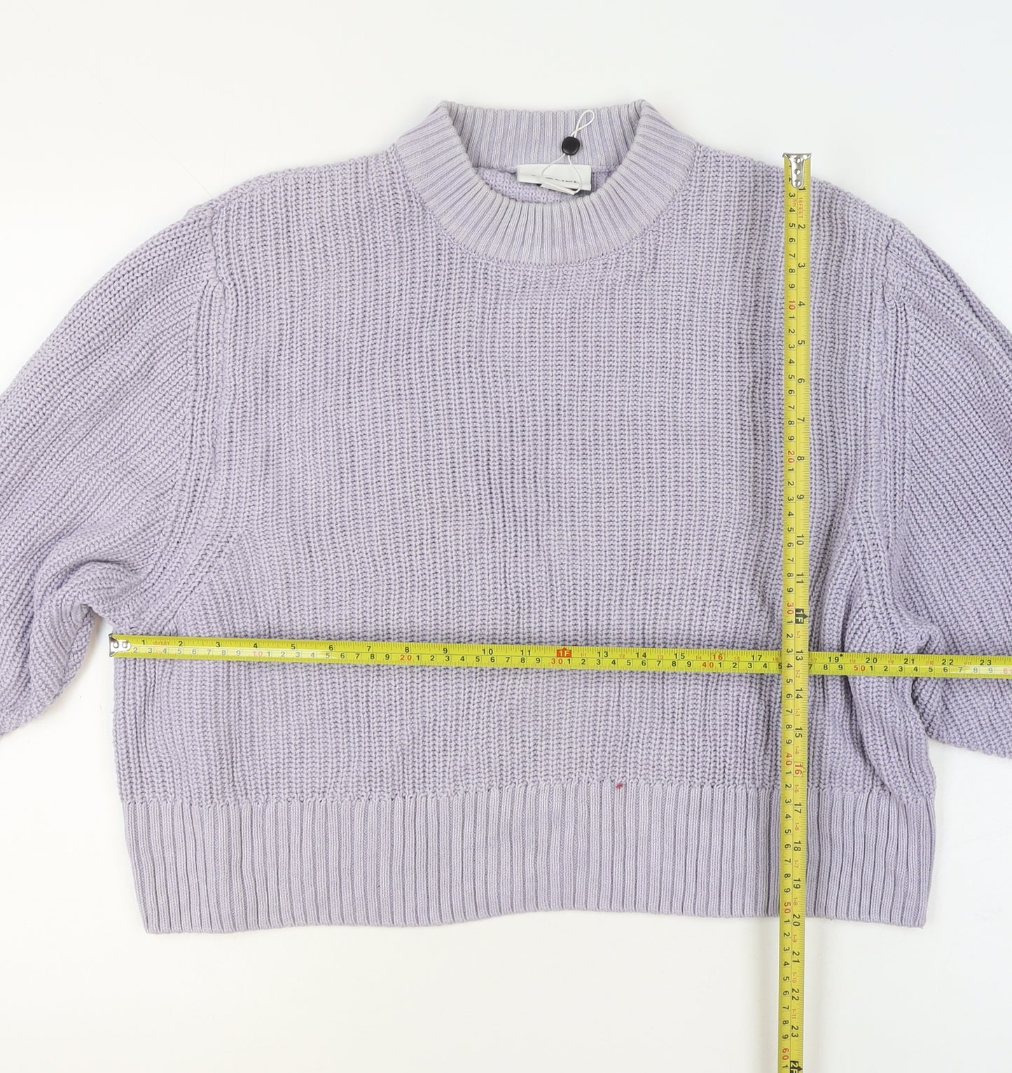 Monki Women Purple Chunky Knit Mock Neck Jumper L