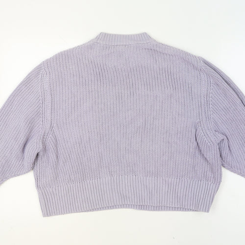 Monki Women Purple Chunky Knit Mock Neck Jumper L