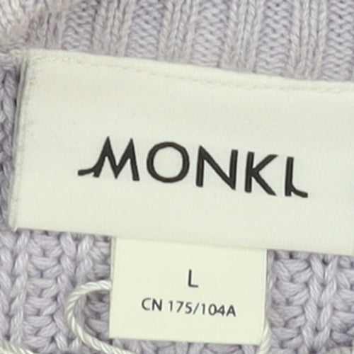 Monki Women Purple Chunky Knit Mock Neck Jumper L