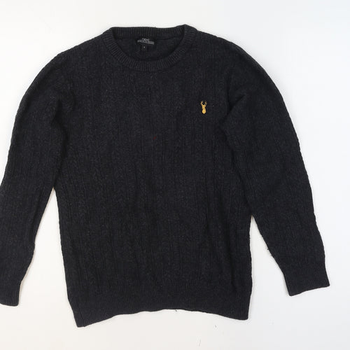 Next Men’s Black Cable-Knit Crew Neck Jumper Size S