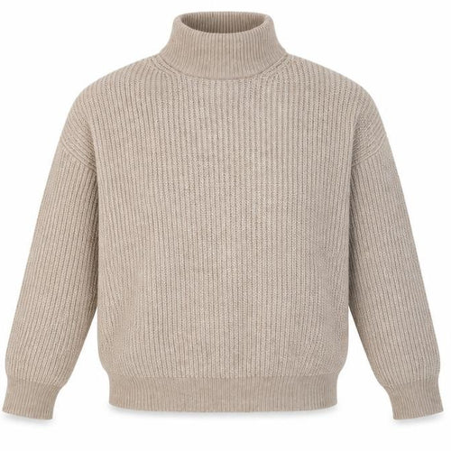 New Look Women Beige Mock Neck Chunky-Knit Jumper Size S