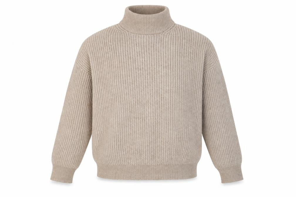 New Look Women Beige Mock Neck Chunky-Knit Jumper Size S