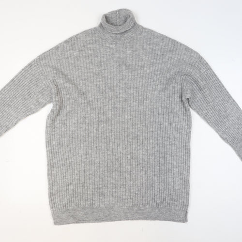 ASOS DESIGN Women’s Grey Roll Neck Ribbed Knit Jumper Size S UK 8-10