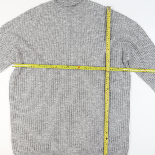 ASOS DESIGN Women’s Grey Roll Neck Ribbed Knit Jumper Size S UK 8-10