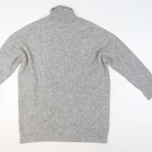 ASOS DESIGN Women’s Grey Roll Neck Ribbed Knit Jumper Size S UK 8-10
