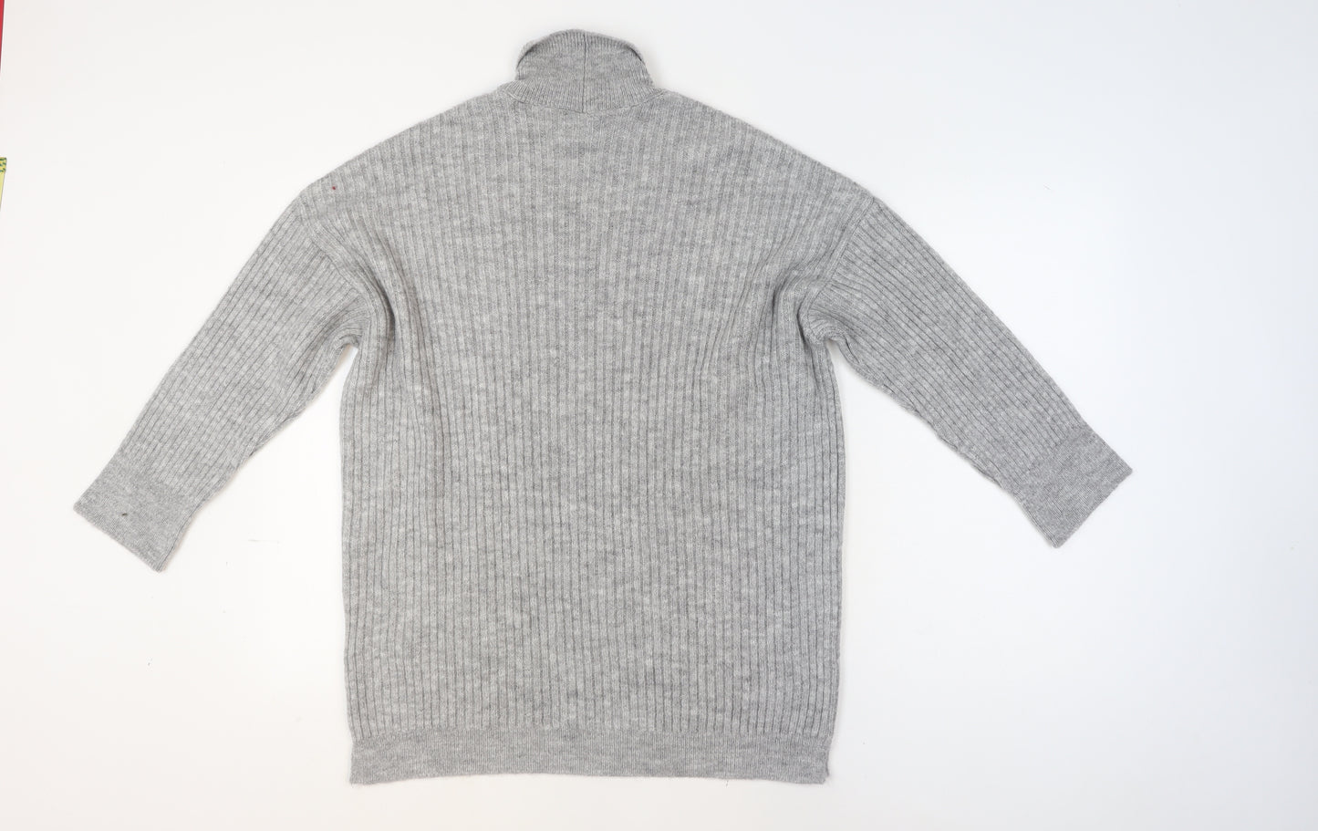 ASOS DESIGN Women’s Grey Roll Neck Ribbed Knit Jumper Size S UK 8-10