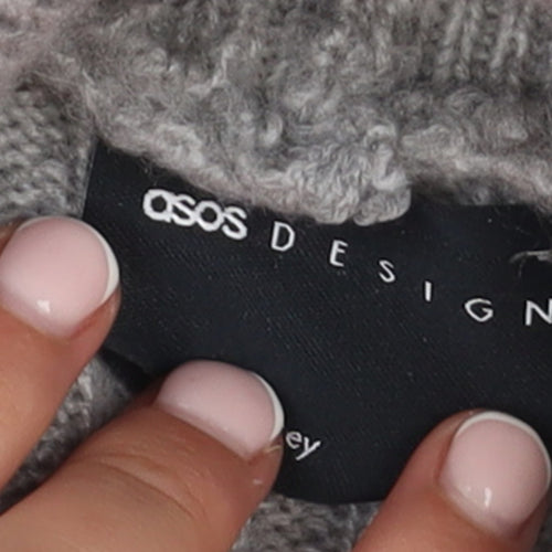 ASOS DESIGN Women’s Grey Roll Neck Ribbed Knit Jumper Size S UK 8-10