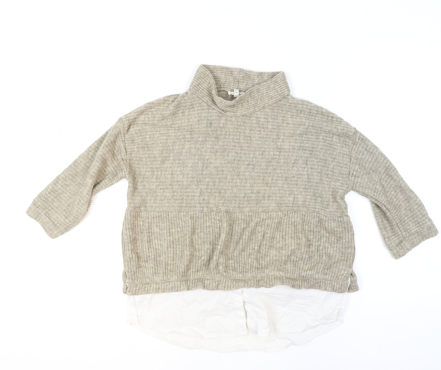 River Island Women Beige High Neck Relaxed Knit Pullover Jumper Size 8
