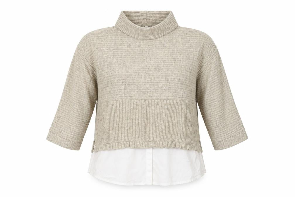 Front view of River Island Women Beige High Neck Relaxed Knit jumper, size 8