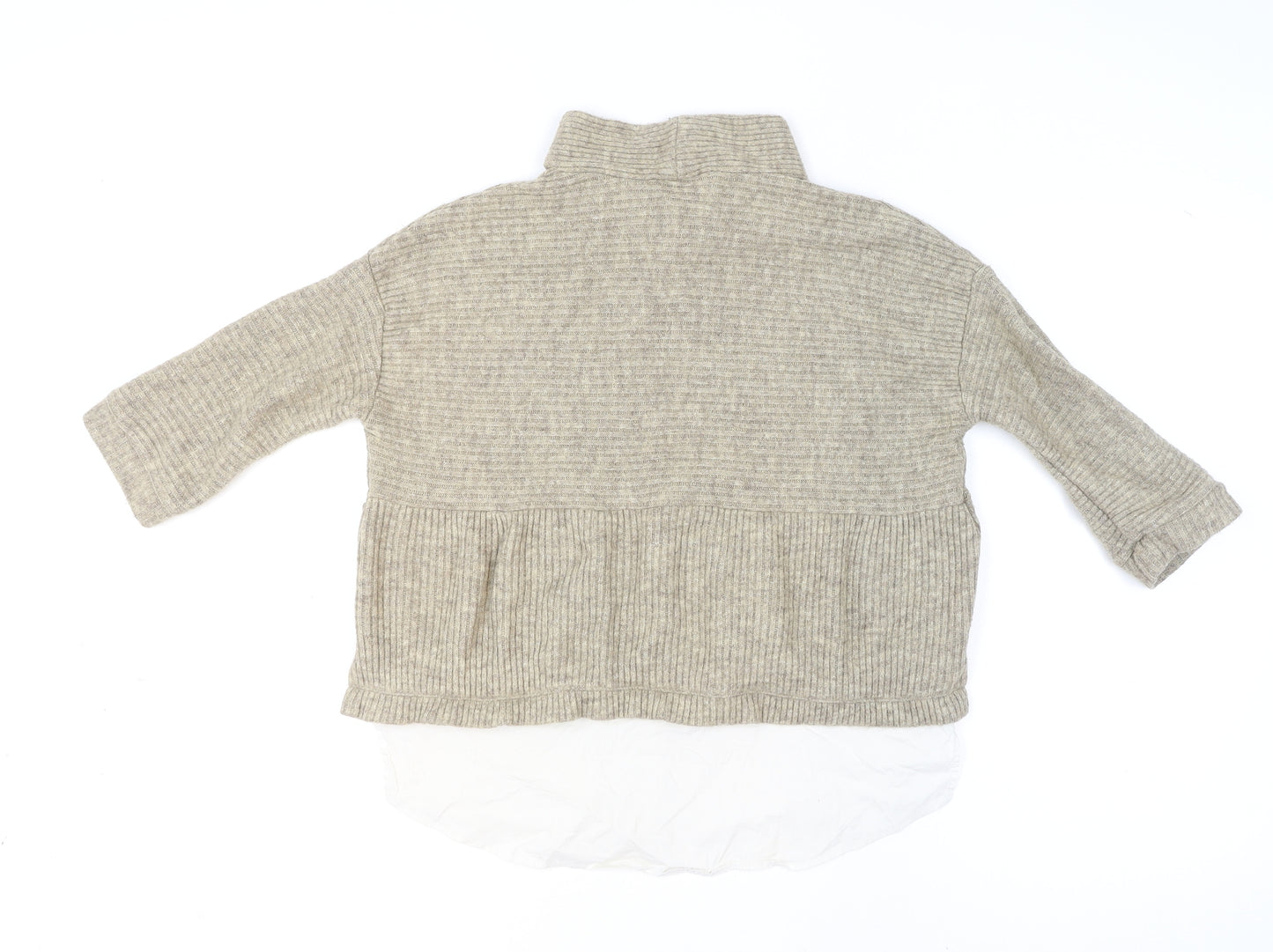 River Island Women Beige High Neck Relaxed Knit Pullover Jumper Size 8