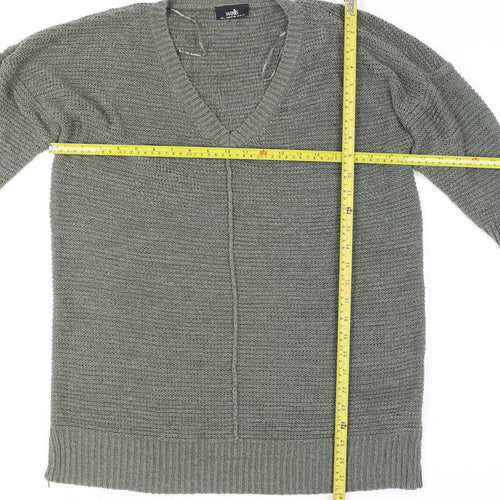Wallis Women's Green L Chunky-Knit V-Neck Cardigan