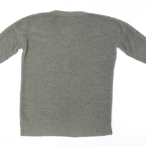Wallis Women's Green L Chunky-Knit V-Neck Cardigan