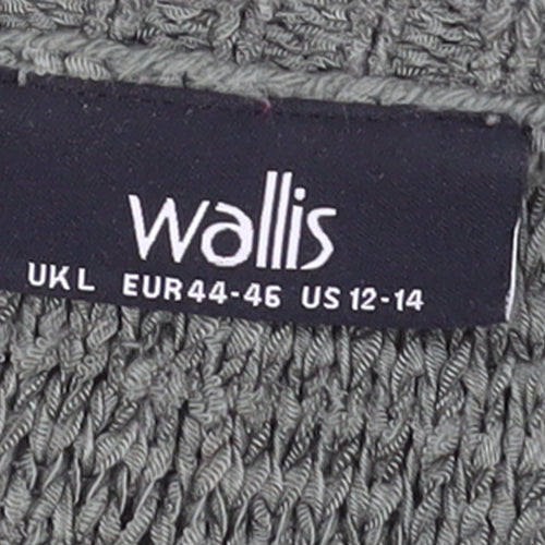 Wallis Women's Green L Chunky-Knit V-Neck Cardigan