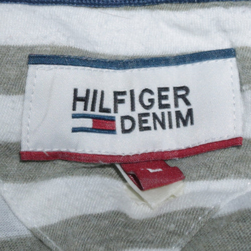 Tommy Hilfiger Men’s Green Striped Crew Neck Cotton Blend T-Shirt M
