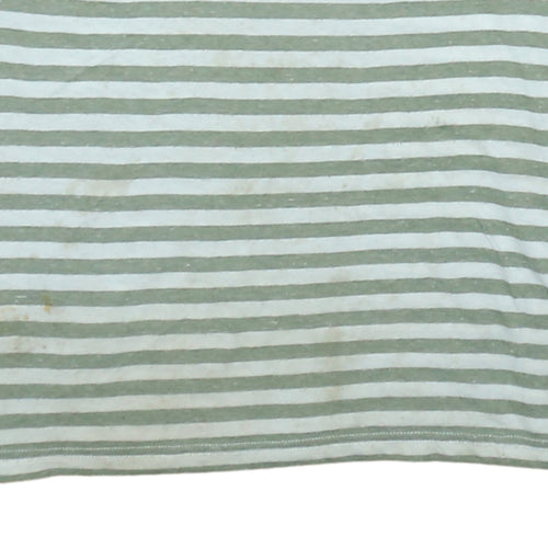 Tommy Hilfiger Men’s Green Striped Crew Neck Cotton Blend T-Shirt M