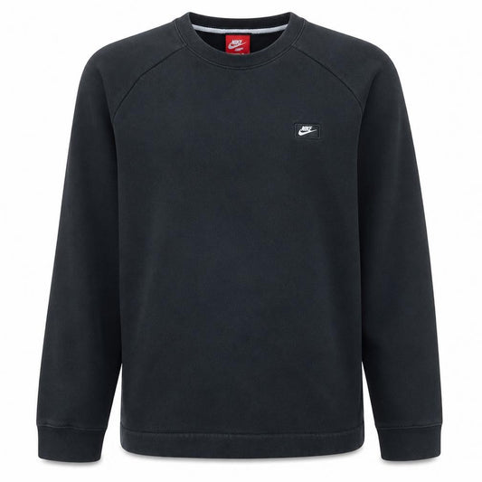 Front view of Nike Men's Black Crew Neck Fleece Sweatshirt, size M