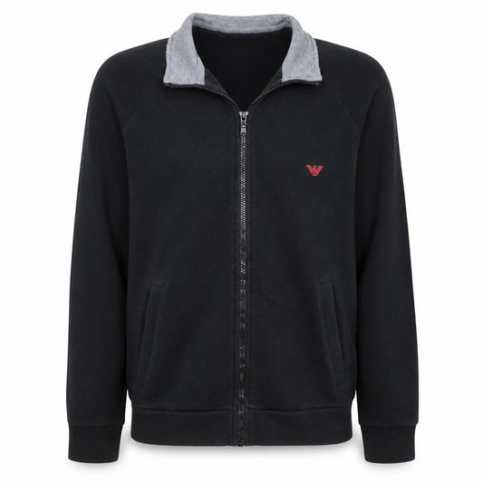 Front view of Emporio Armani Men's Black Full Zip Sweatshirt L Regular Fit