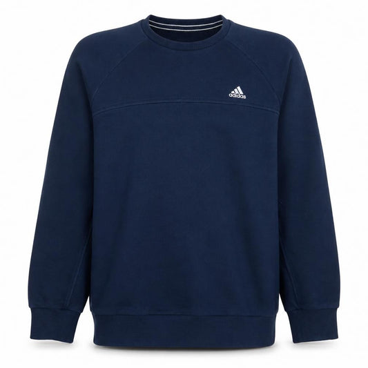 Front view of Adidas Men’s Blue Climalite Crew Neck Sweatshirt M Regular Fit