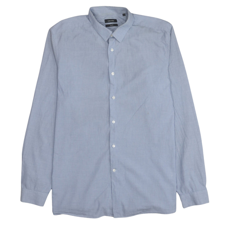 Calvin Klein Men's Blue Slim Fit Long Sleeve Button-Up Shirt