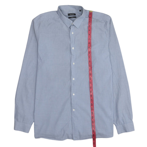 Calvin Klein Men's Blue Slim Fit Long Sleeve Button-Up Shirt