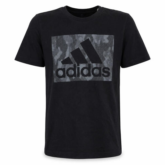 Front view of adidas Men's Black Small Graphic Logo Sports T-Shirt