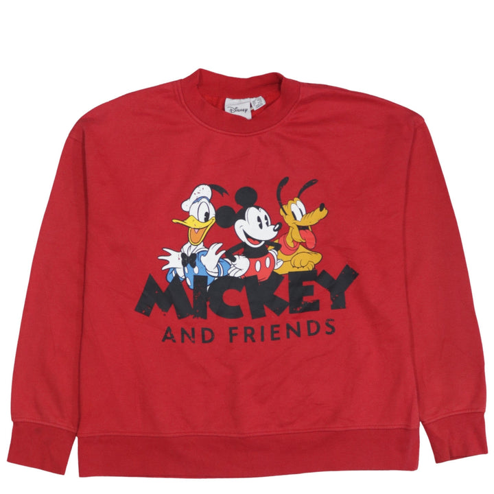 Disney Women Red Mickey & Friends Pullover Sweatshirt UK 10/12